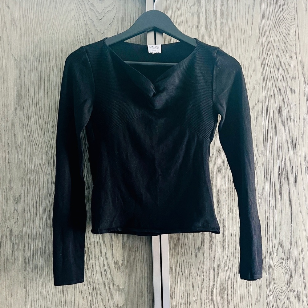 Armani Collezioni Black Fitted Long Sleeve Tee